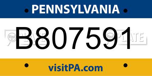 B807591 Pennsylvania License Plate