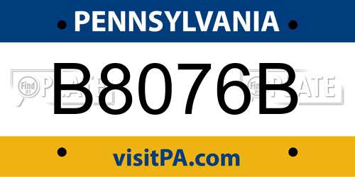 B8076B Pennsylvania License Plate