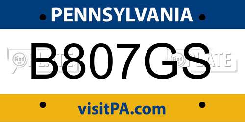 B807GS Pennsylvania License Plate