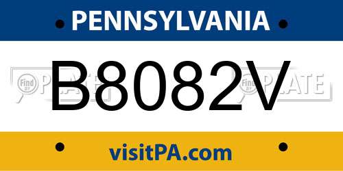 B8082V Pennsylvania License Plate
