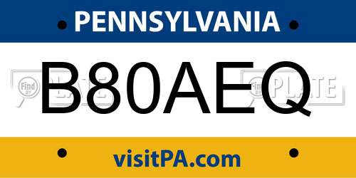 B80AEQ Pennsylvania License Plate
