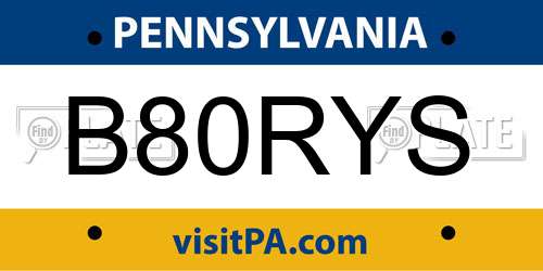 B80RYS Pennsylvania License Plate