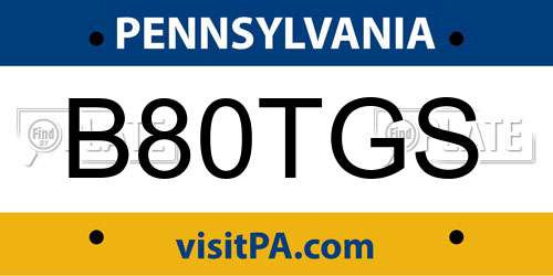 B80TGS Pennsylvania License Plate