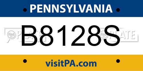 B8128S Pennsylvania License Plate