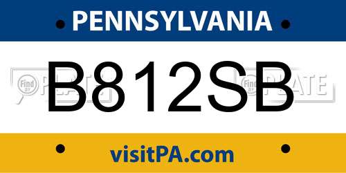 B812SB Pennsylvania License Plate
