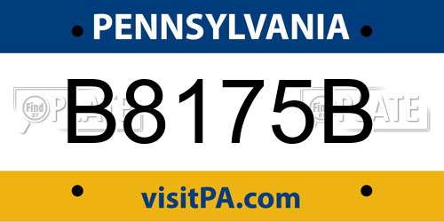 B8175B Pennsylvania License Plate