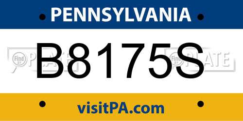 B8175S Pennsylvania License Plate