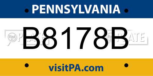 B8178B Pennsylvania License Plate