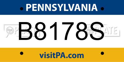 B8178S Pennsylvania License Plate