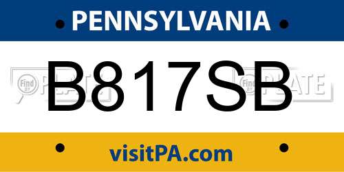 B817SB Pennsylvania License Plate