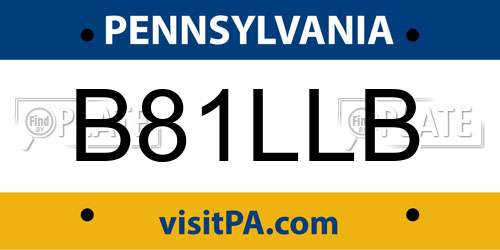 B81LLB Pennsylvania License Plate