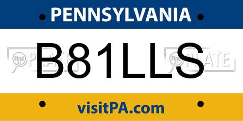 B81LLS Pennsylvania License Plate