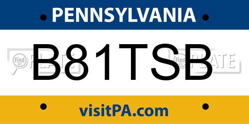 B81TSB Pennsylvania License Plate