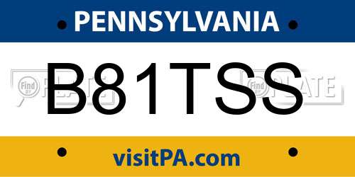 B81TSS Pennsylvania License Plate