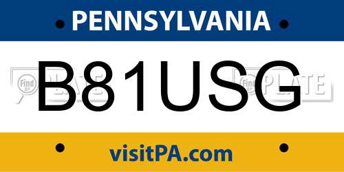 B81USG Pennsylvania License Plate