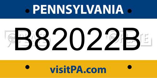 B82022B Pennsylvania License Plate