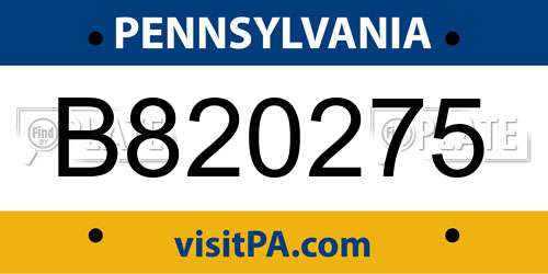 B820275 Pennsylvania License Plate