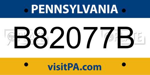 B82077B Pennsylvania License Plate