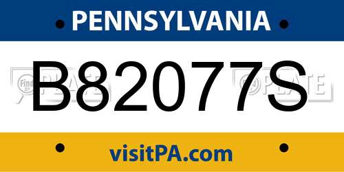B82077S Pennsylvania License Plate