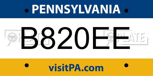 B820EE Pennsylvania License Plate