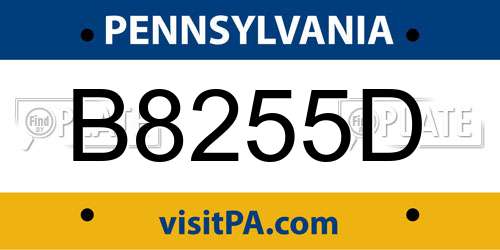 B8255D Pennsylvania License Plate