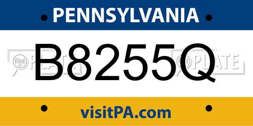 B8255Q Pennsylvania License Plate