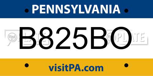 B825BO Pennsylvania License Plate