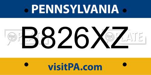B826XZ Pennsylvania License Plate