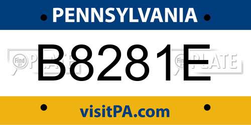 B8281E Pennsylvania License Plate