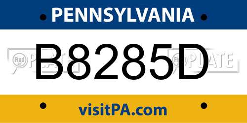 B8285D Pennsylvania License Plate