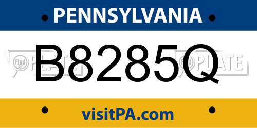 B8285Q Pennsylvania License Plate