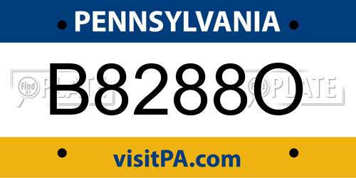 B8288O Pennsylvania License Plate