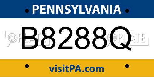 B8288Q Pennsylvania License Plate