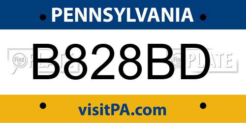 B828BD Pennsylvania License Plate