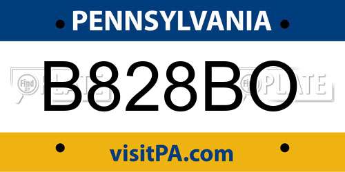 B828BO Pennsylvania License Plate
