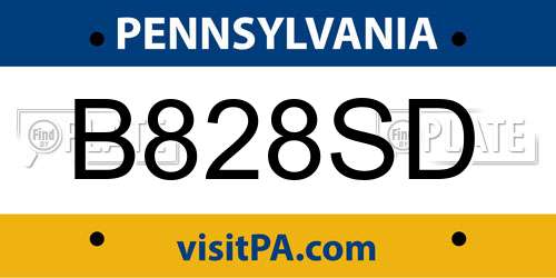 B828SD Pennsylvania License Plate