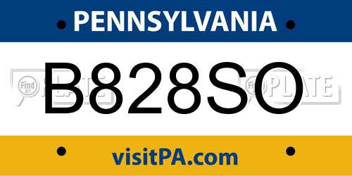 B828SO Pennsylvania License Plate