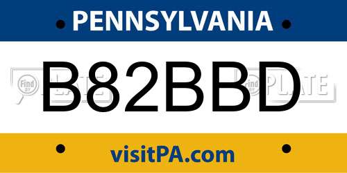 B82BBD Pennsylvania License Plate