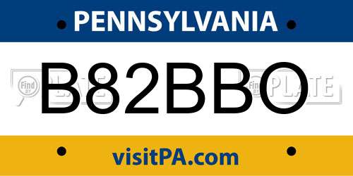 B82BBO Pennsylvania License Plate