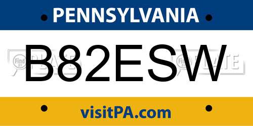 B82ESW Pennsylvania License Plate