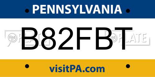B82FBT Pennsylvania License Plate