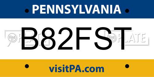 B82FST Pennsylvania License Plate