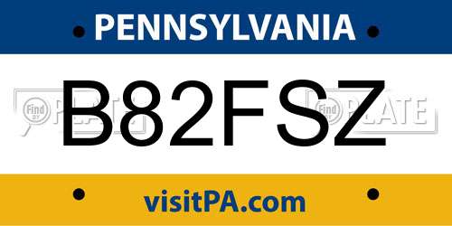 B82FSZ Pennsylvania License Plate