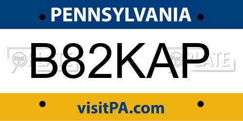 B82KAP Pennsylvania License Plate