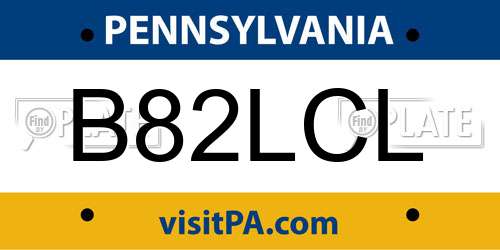 B82LCL Pennsylvania License Plate
