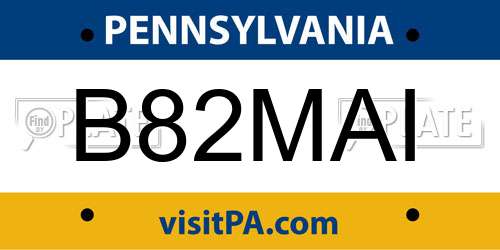 B82MAI Pennsylvania License Plate