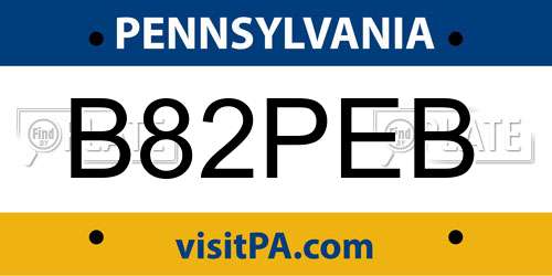 B82PEB Pennsylvania License Plate