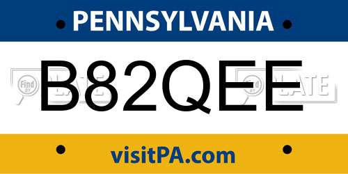 B82QEE Pennsylvania License Plate