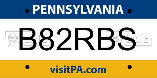 B82RBS Pennsylvania License Plate
