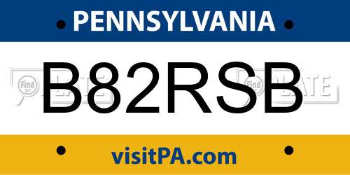 B82RSB Pennsylvania License Plate